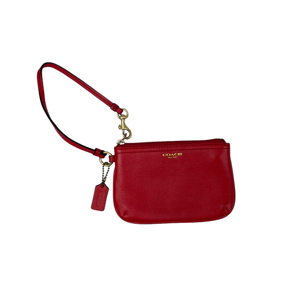 Coach Pebble Leather Wristlet Red - Picture 3 of 10